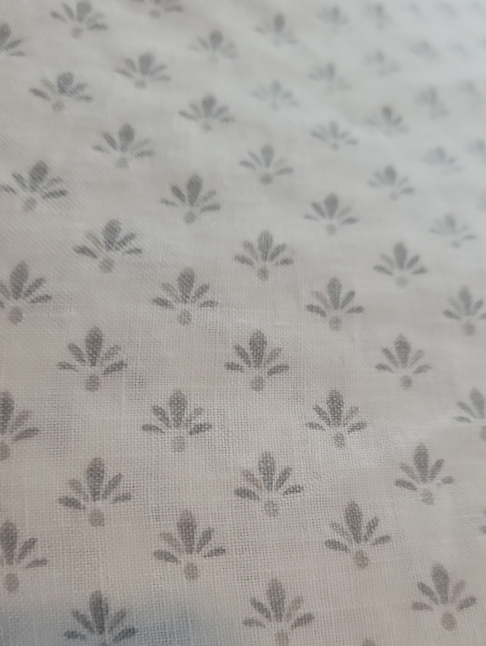Lands' End white gray linen flat Queen bed sheet